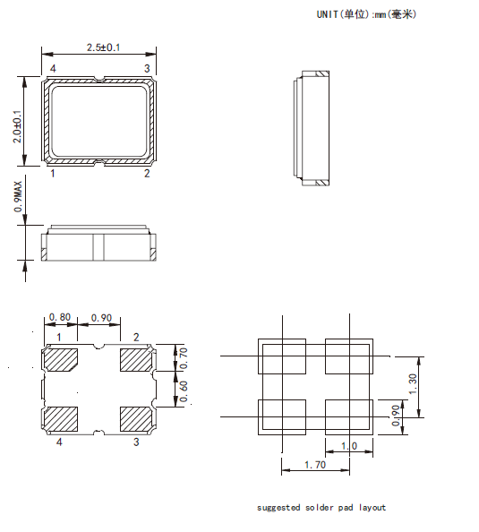 有源贴片晶振OSC2520 32.768KHz规格参数及引脚功能说明